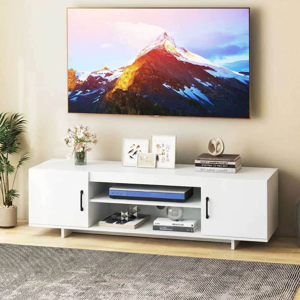 Costway TV Stand for TVs up to 70" 152 cm Entertainment Center w/ Power Outlet in White 2