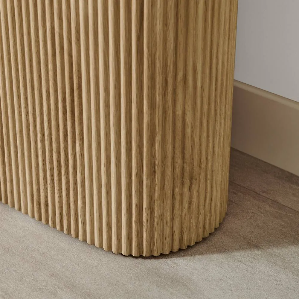 FurnitureboxUK Penrose Rounded Oak Effect Wood Console Table in Light Brown 5