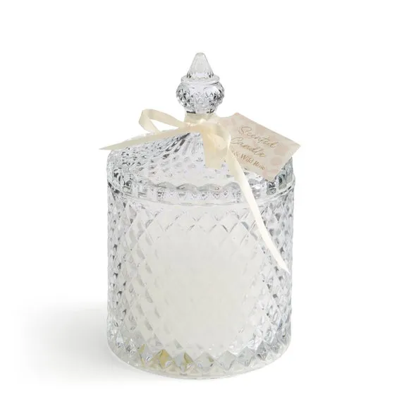 Cocoa & White Rose Pressed Glass Multi Wick Candle 3