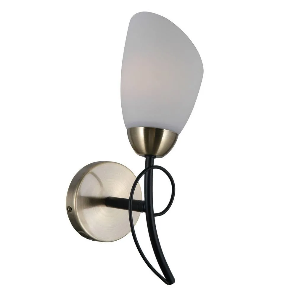 Netlighting Stylized Wall Lamp Black Antique Bronze 1 Light with White Shade E27 2