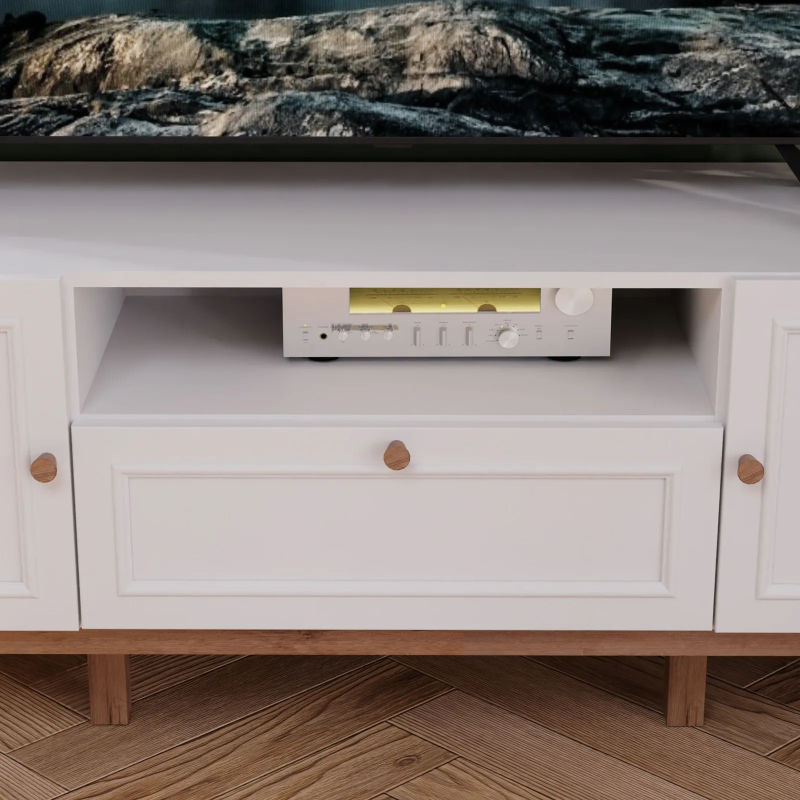 Furniture To Go Wensley 2 Door 1 Drawer TV Unit in Light Grey & Oak 6