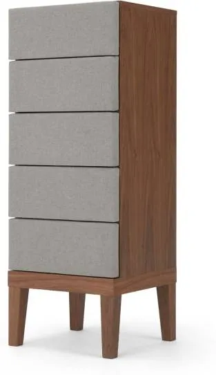 Lansdowne Upholstered Tall Chest, Walnut and Heron Grey
