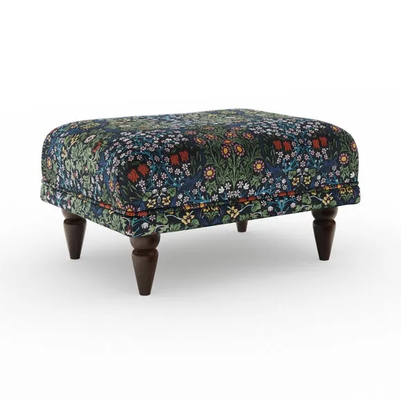 Jolene William Morris Blackthorn Print Velvet Footstool 5