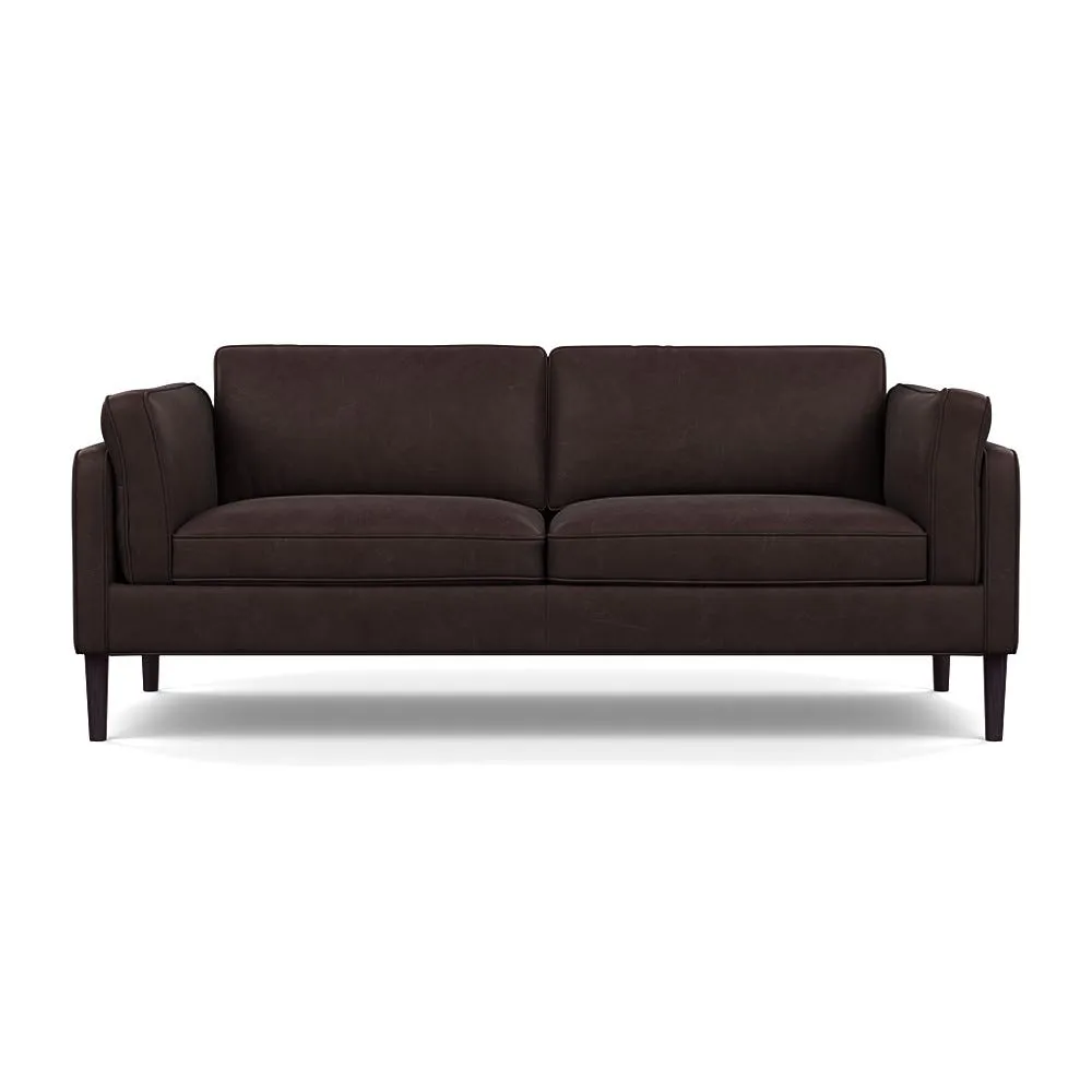 Heal's Sonno 3 Seater Heritage Leather Dark Walnut 2069 Wenge Black Feet