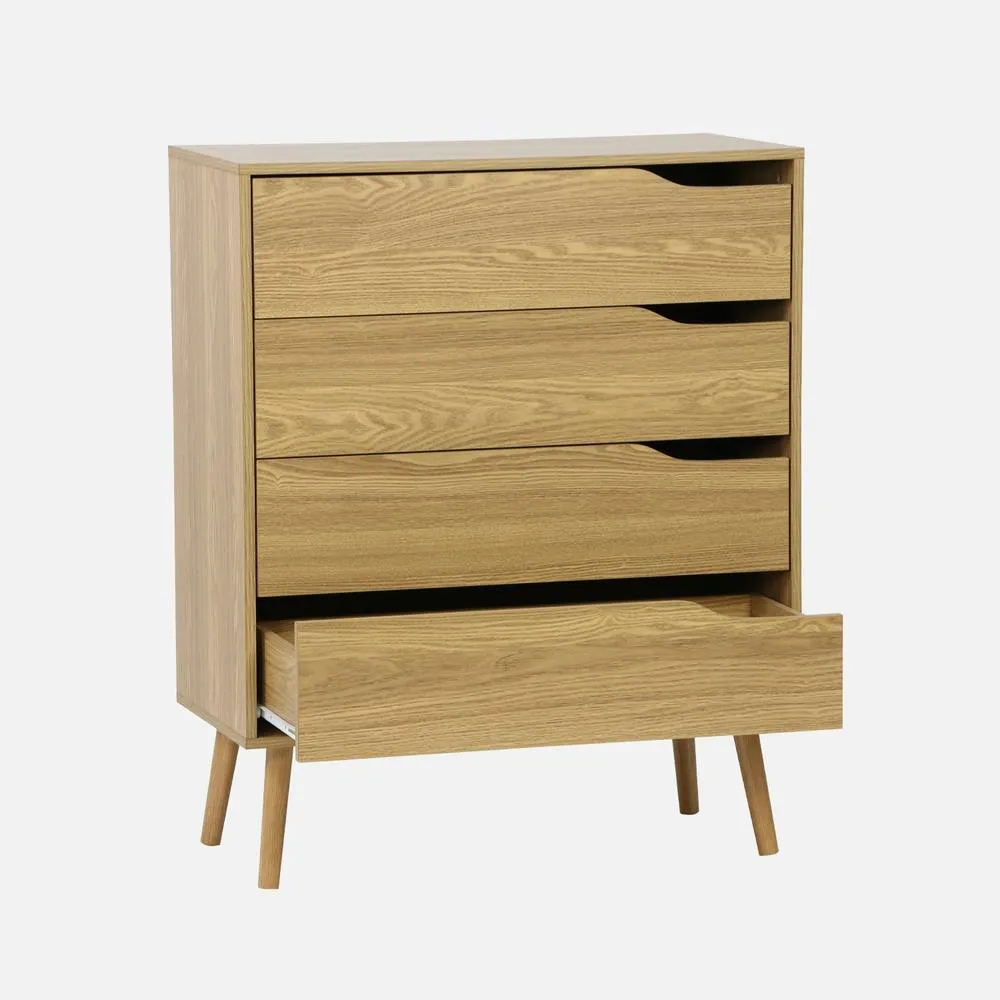 sweeek 4-drawer Chest With Walnut Wood Effect in Light Grey 2