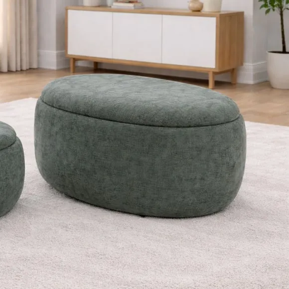 Westhill Chenille Large Oval Storage Footstool 1