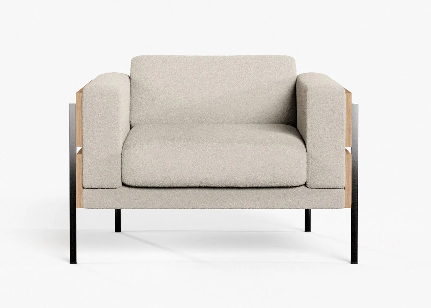 Case Forum Lounge Chair Oak Boucle Chalk