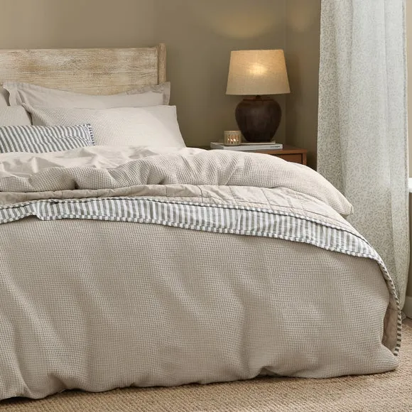 Yard Hebden Waffle 100% Cotton Duvet Cover & Pillowcase Set 3