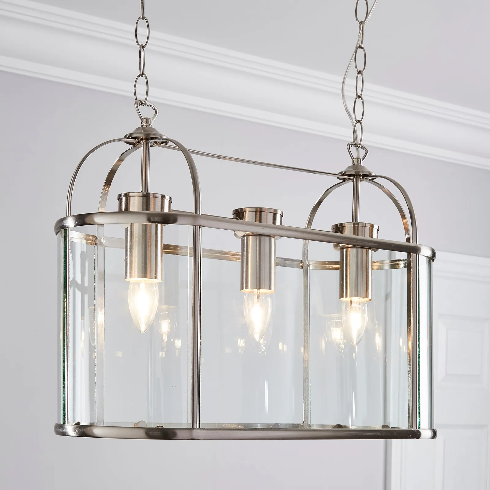 Hurricane 3 Light Diner Fitting Silver