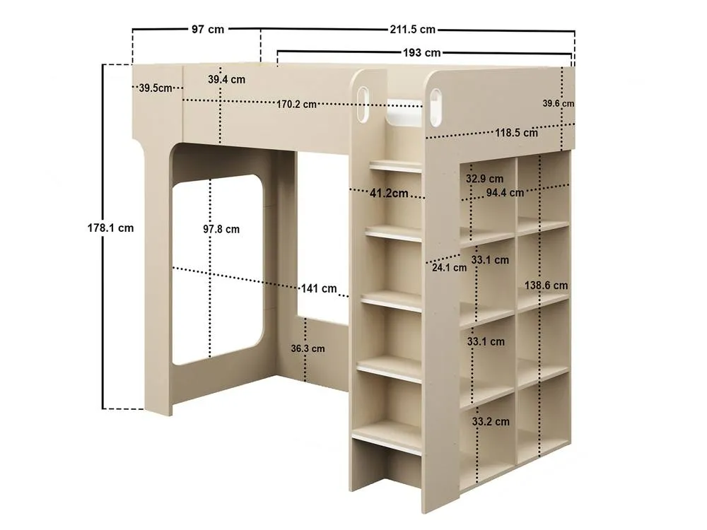 Flair Leo High Sleeper with Storage Scandi Light Oak 5