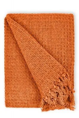 New Edge Blinds NewEdgeBlinds Waffle Collection Recycled Cotton Throw in Orange (90" x 100"), Orange