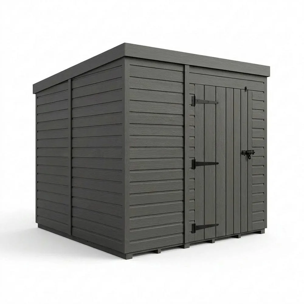 Buttercup Farm 9ft x 9ft Composite Pent Garden Shed Single Door No Windows - Grey