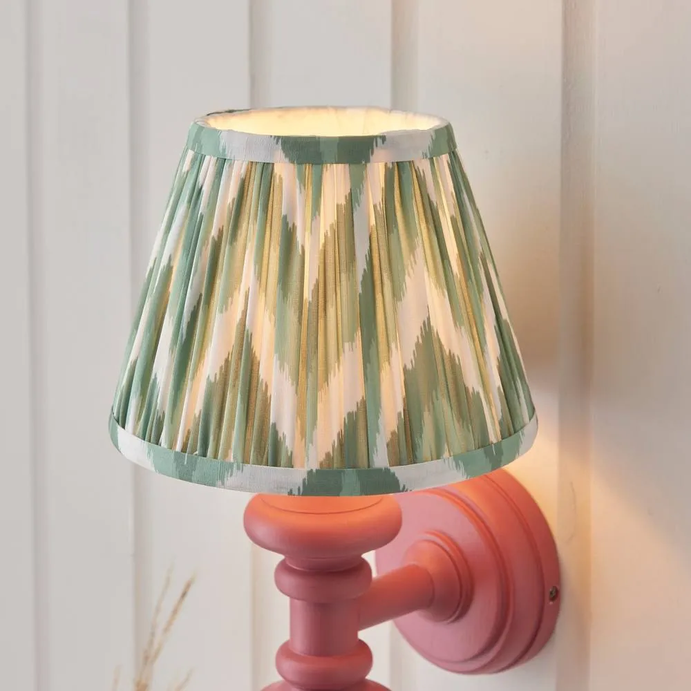 Netlighting Carnaby Pink Wall Light Green Fabric Zigzag Shade 20cm B22 4