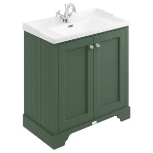 Bayswater Victrion Hunter Green Traditional Freestanding Vanity Unit & White Recessed Basin - 800mm