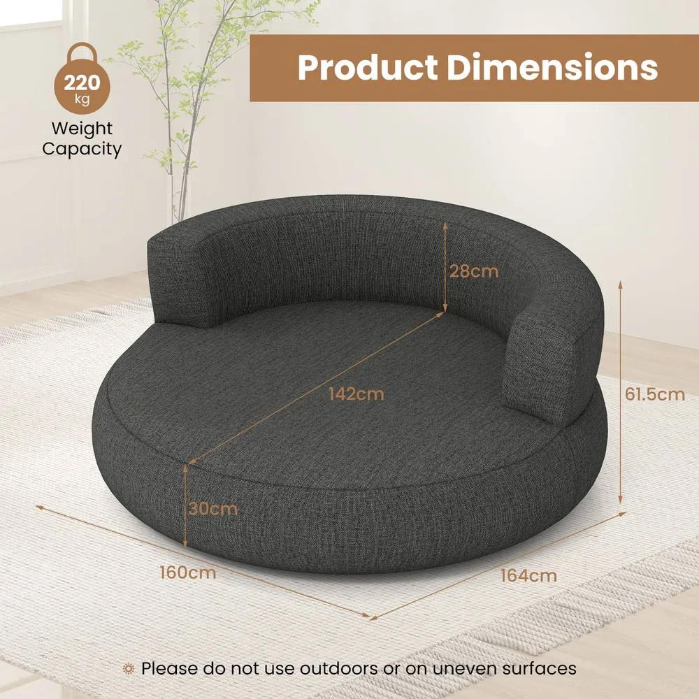 Costway Inflatable Couch Blow Up Lounger Air Sofa w/Detachable Cover &Armrests in Grey 5