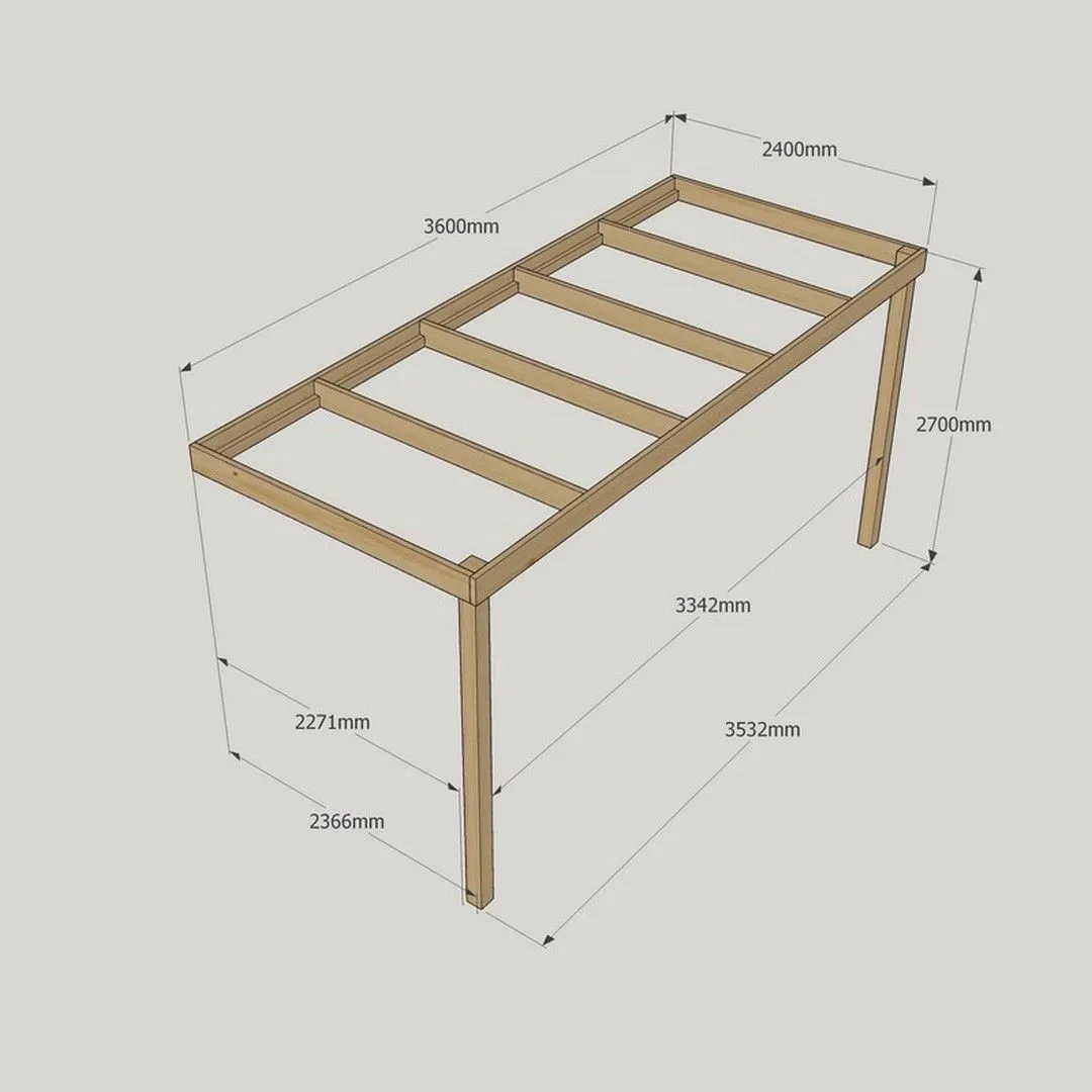 Rutland County Garden Furniture Ltd Wall Mounted Box Pergola - Wood - L240 x W360 x H270 cm - Rustic Brown in Light Green 3