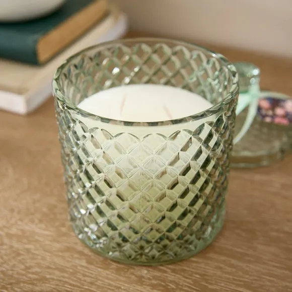Lavender & Vanilla Pressed Glass Multi Wick Candle 2