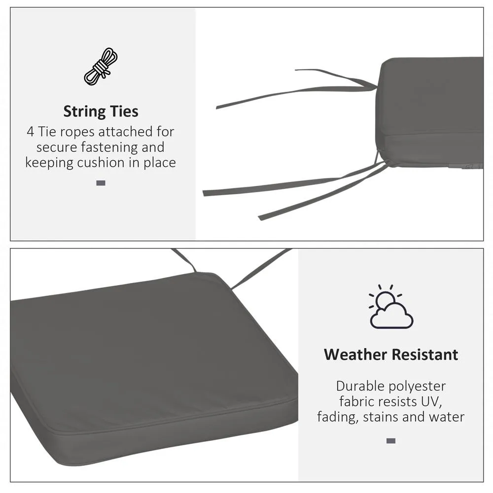 OUTSUNNY Set of 6 Chair Cushion Seat Pads Dining Chair w/ Straps in Grey 5