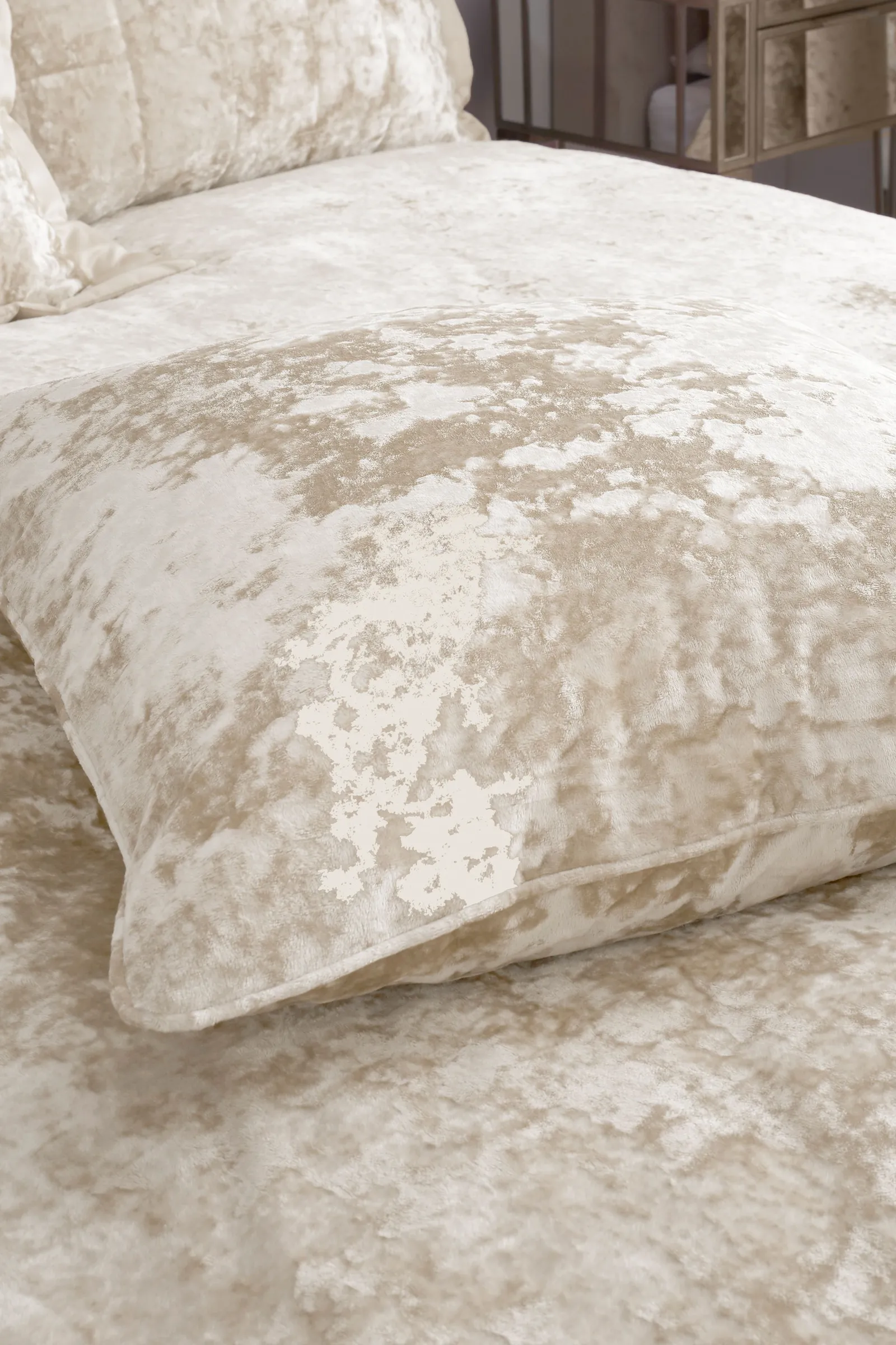Catherine Lansfield Crushed Velvet Cushion in Natural