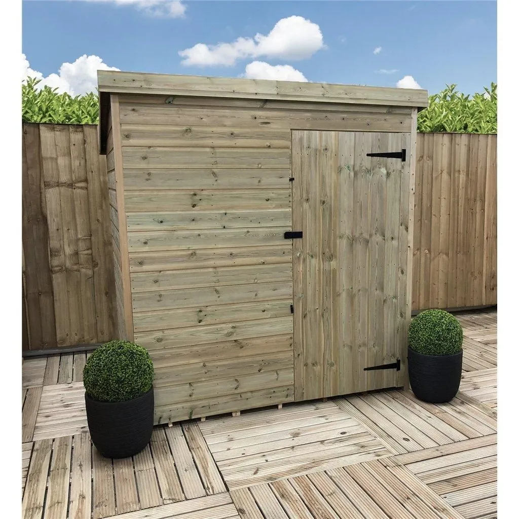 Marlborough 6 x 3 Pressure Treated Pent Garden Shed with Single Door in Natural 3