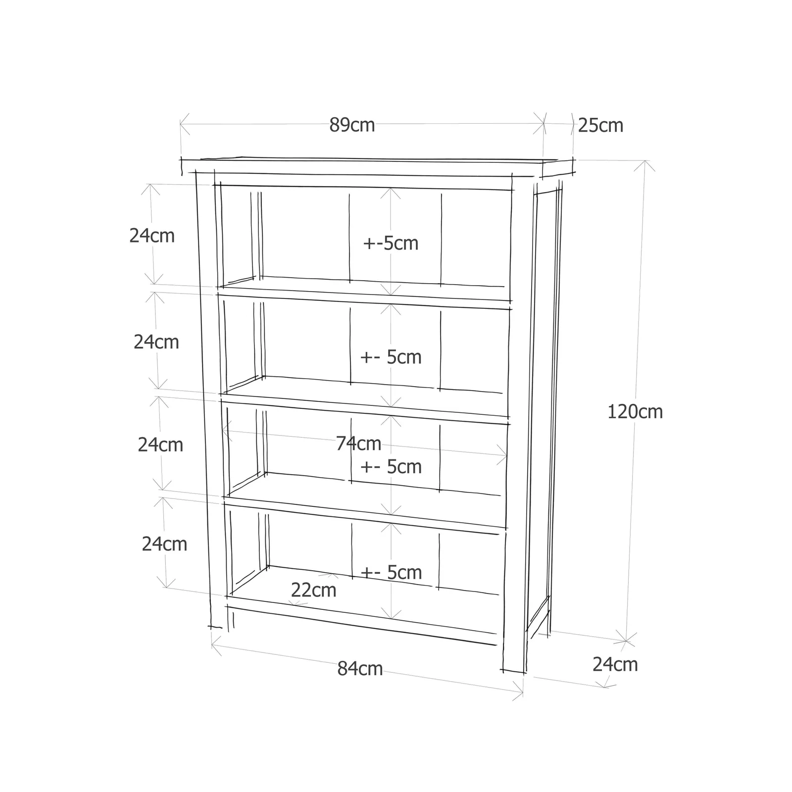 Cabinet Bits Bookcase 120x90x25cm in Light Brown 6