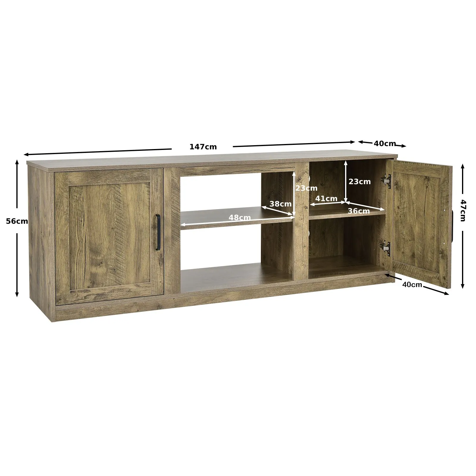 Costway Wooden TV Stand Entertainment Console Center With Storage Cabinets for 65 Inch TV in Natural 6