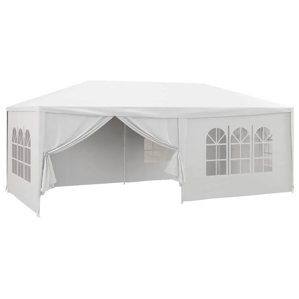 OUTSUNNY 6 x 3(m) Outdoor Gazebo Canopy Party Tent with 6 Removable Side Walls in White 2
