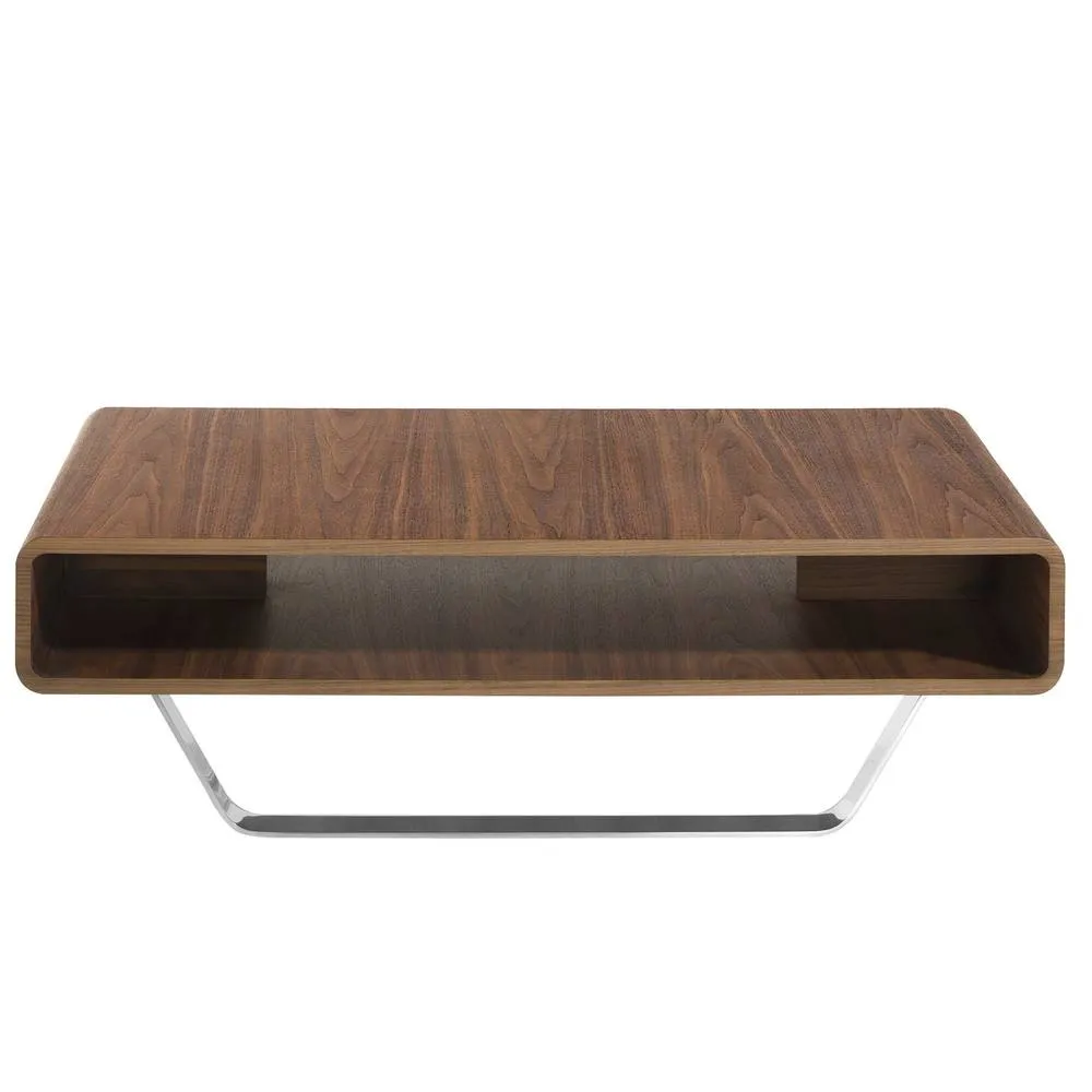 Angel Cerda Rectangular Walnut Veneer Coffee Table in Brown 2
