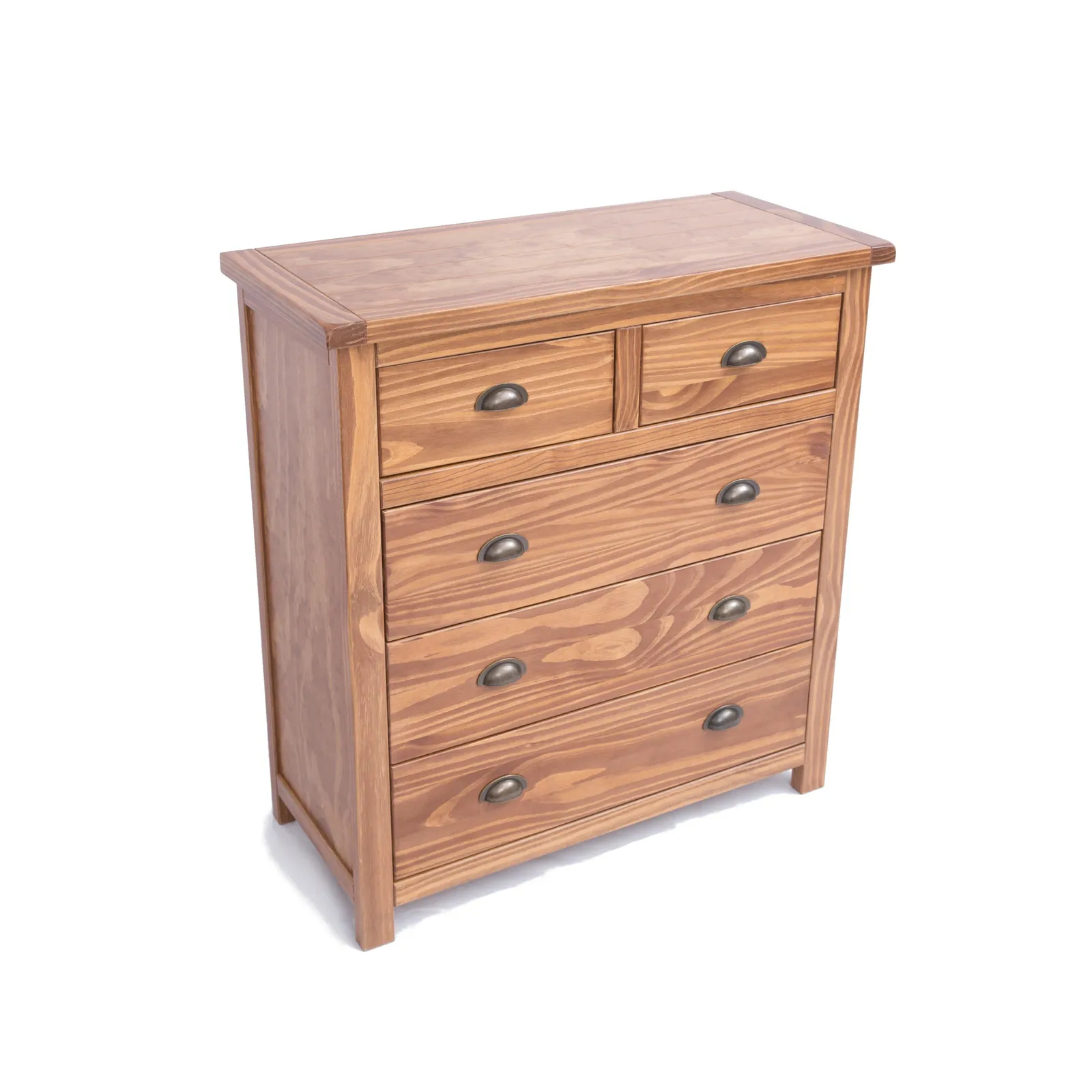 Cabinet Bits Padua 5 Drawer Chest of Drawers Brass Cup Handle in Brown 3