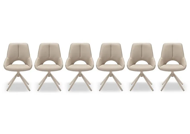 Tino Set of 6 Faux Leather Swivel Dining Chairs