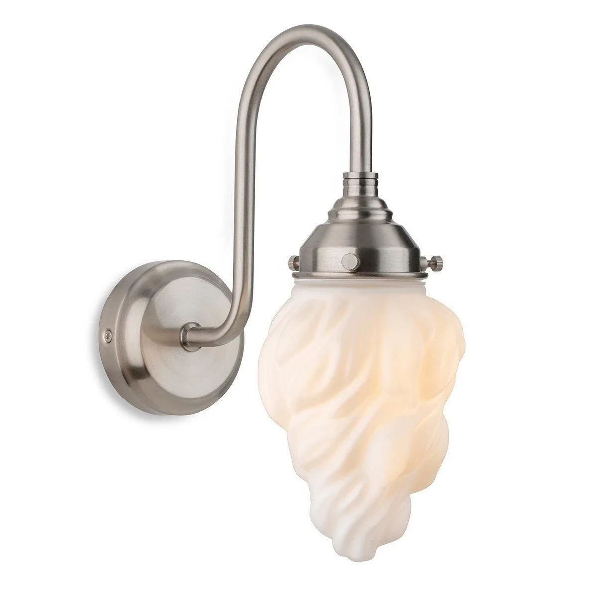 Netlighting Flame Wall Light Brushed Steel with White Glass IP44 in Grey
