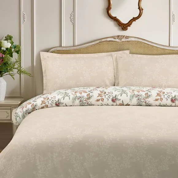 Dorma Woodland Robin Luxe 100% Brushed Cotton Duvet Cover & Pillowcase Set 2