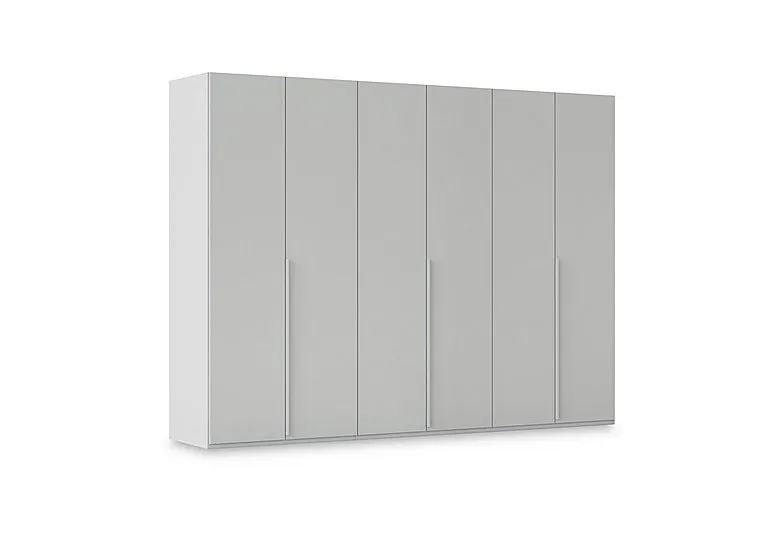 Haven 301cm 6 Door Hinged Wardrobe with Décor Doors - Silk Grey/Silk Grey Front