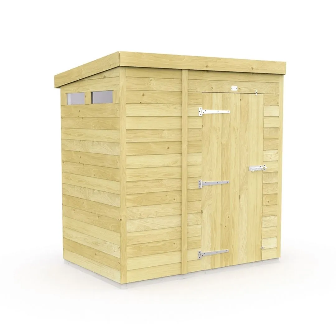 Buttercup Farm 5 x 4 Feet Pent Security Shed - Single Door - L118 x W158 x H201 cm in Brown