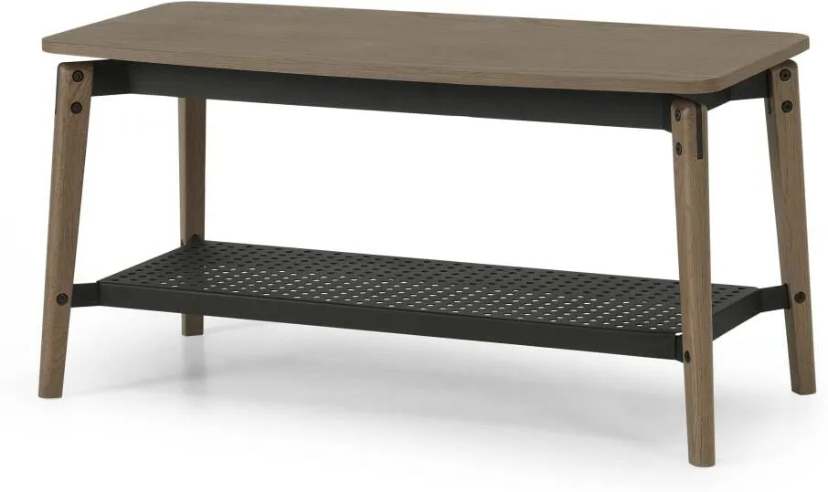 Mellor Hallway Bench, Dark Stained Oak & Textured Charcoal