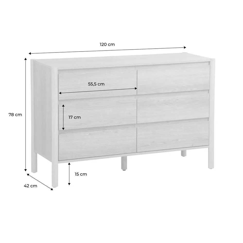 sweeek Wood decor chest with 6 drawers in Beige 3