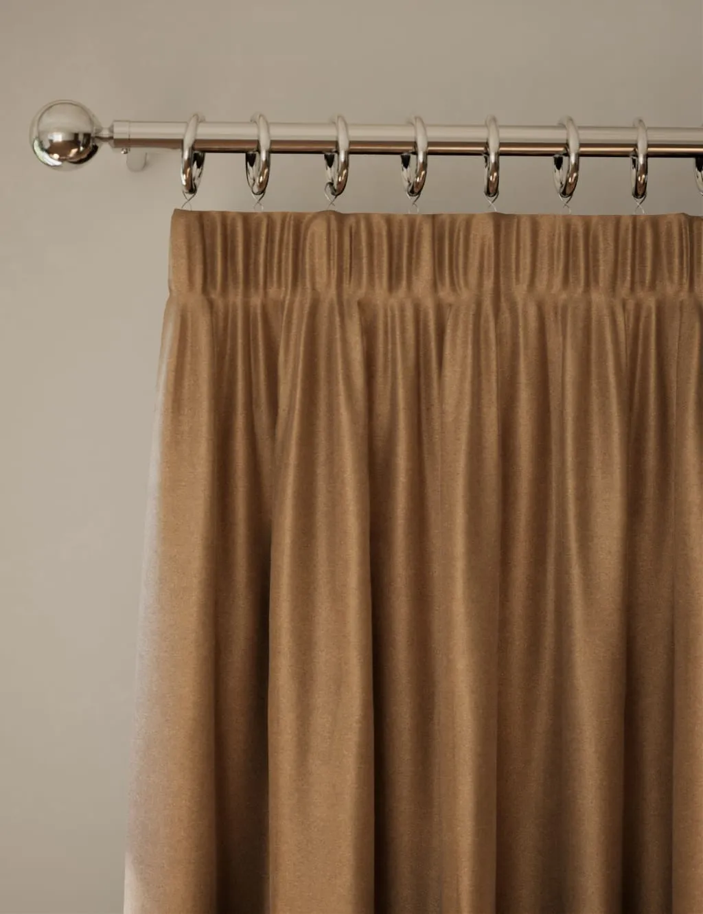 M&S Velvet Pencil Pleat Curtains Bronze