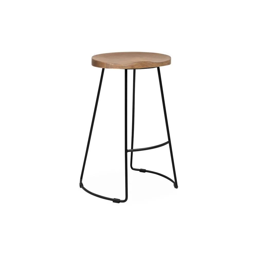 sweeek Pair of industrial metal & wooden bar stools in Beige 5