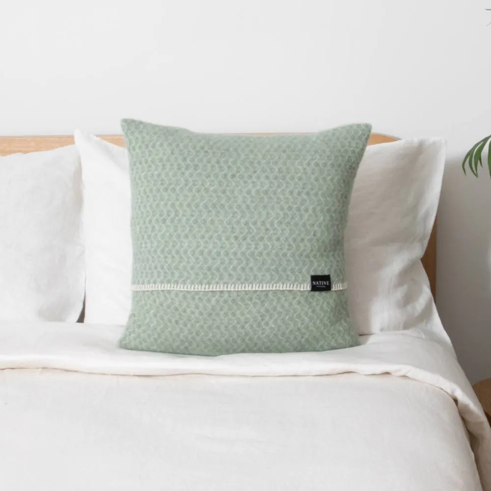 Native Natural Hoop Green Wool Cushion 45x45cm