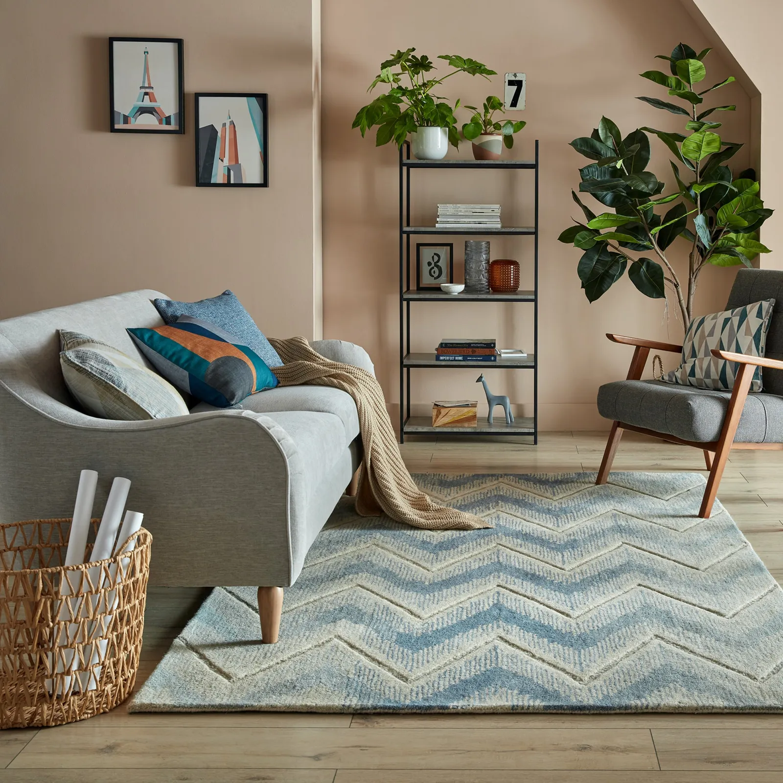 Riven Wool Rug Blue