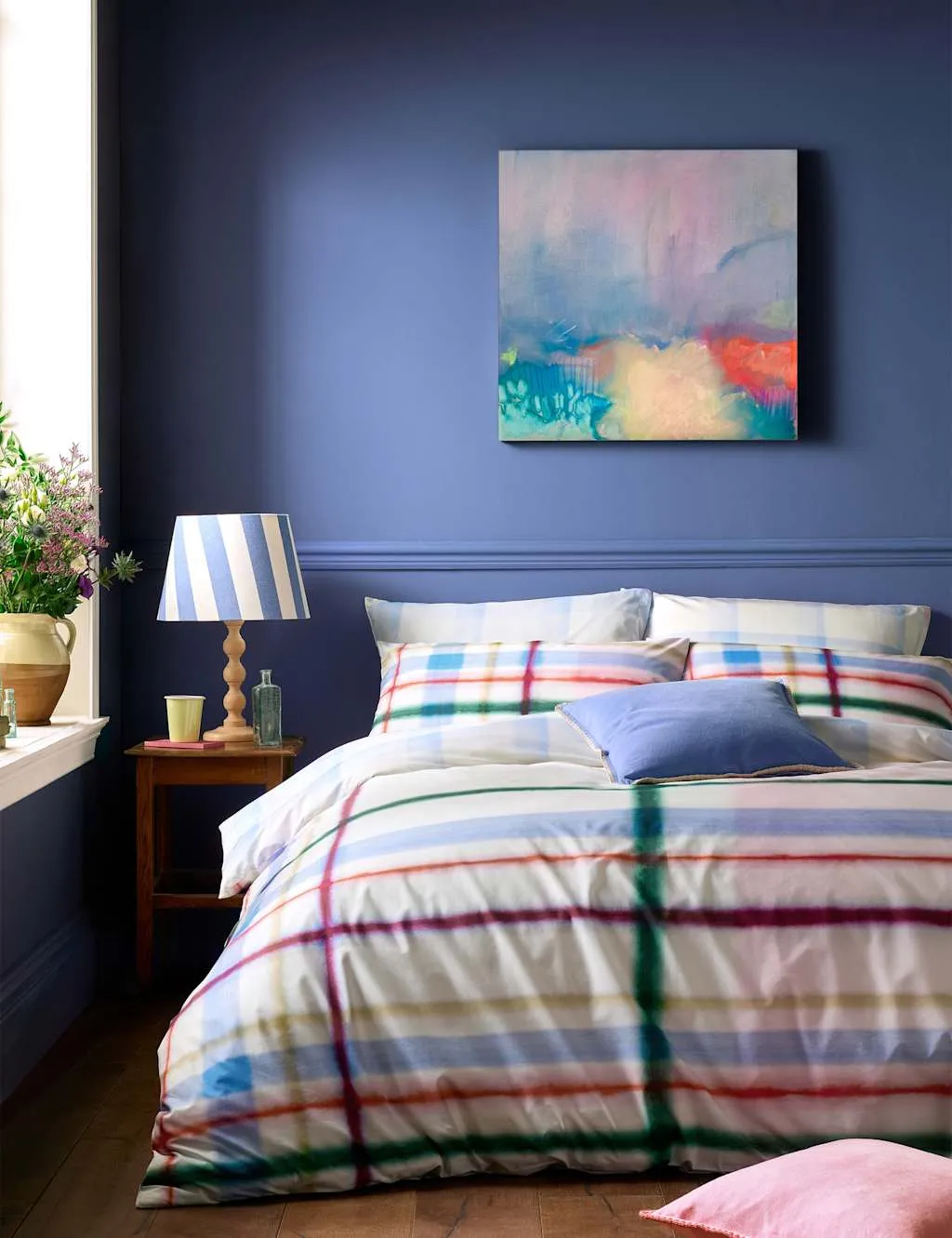 Bluebellgrey Pure Cotton Edinburgh Plaid Bedding Set Multi