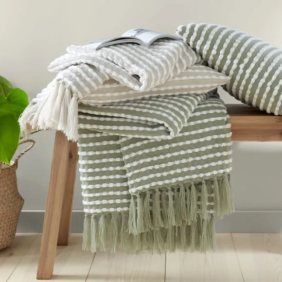 Catherine Lansfield Stab Stitch Throw Blanket 125cm x 150cm