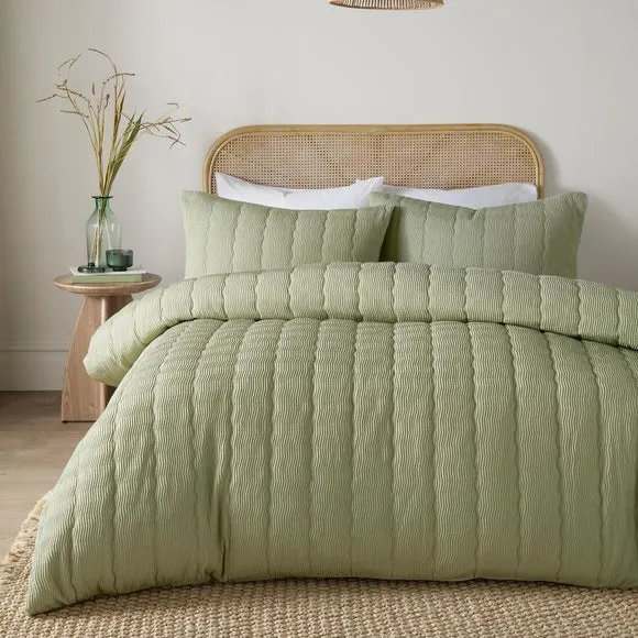 Serene Crinkle Wave Duvet Cover & Pillowcase Set