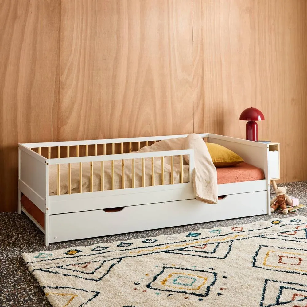 sweeek Children's bed 90 x 190 cm natural pine with slatted base & bed in White 6