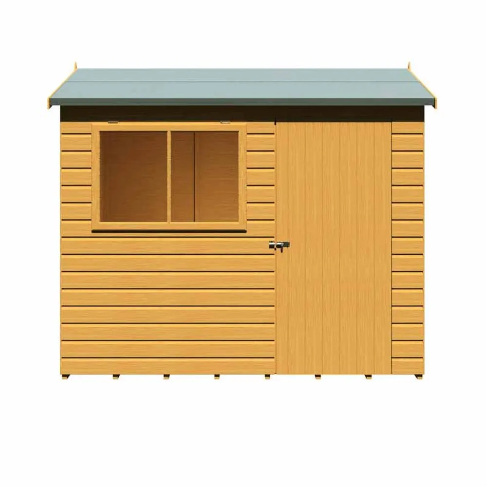 Shires Lewis 8 x 6 Feet Single Door Reverse Apex Style C Shed in Brown