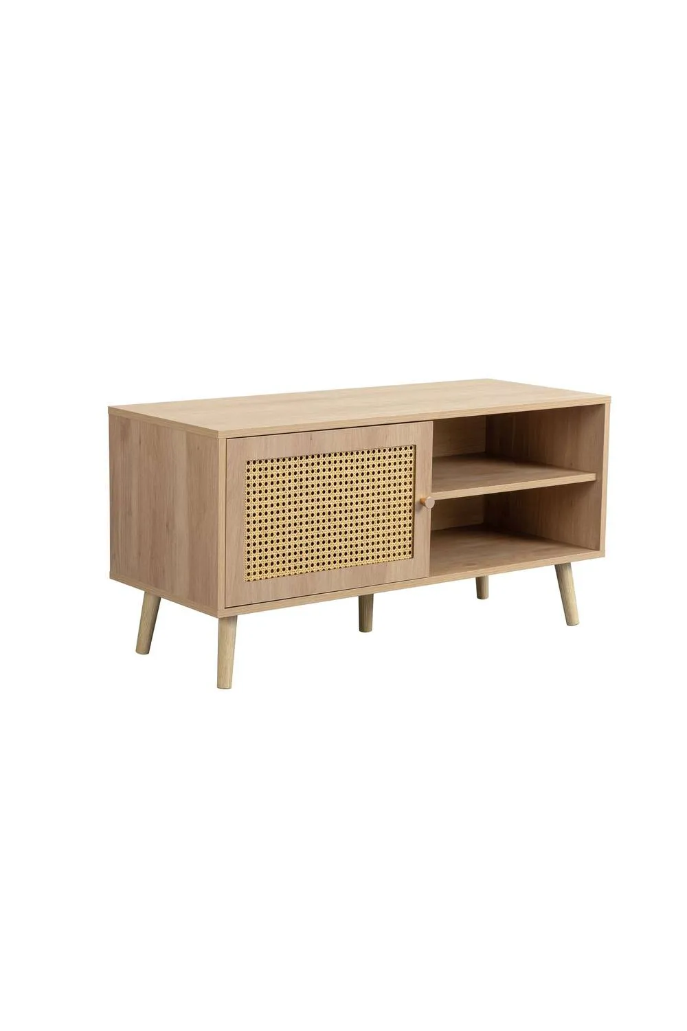 Birlea Croxley Small TV Unit Oak Rattan Entertainment Stand in Light Oak 6
