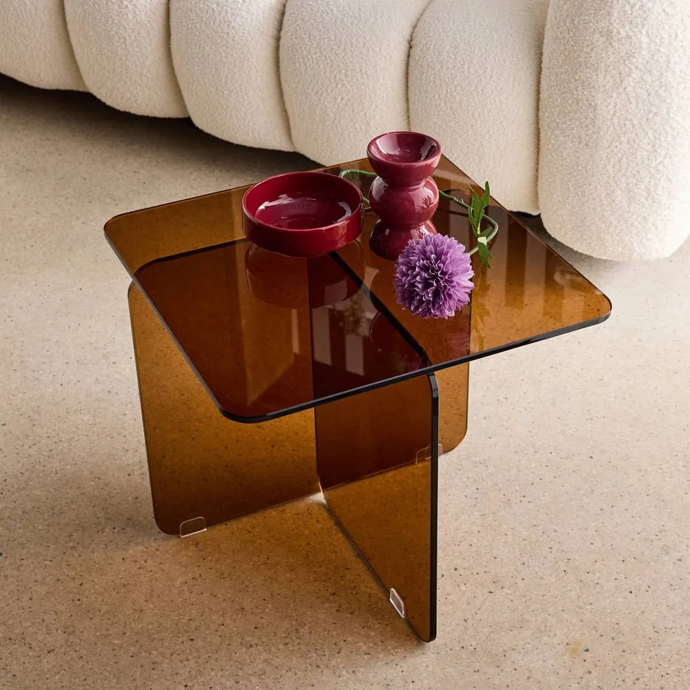 sweeek Square coffee table tempered glass in Amber 4