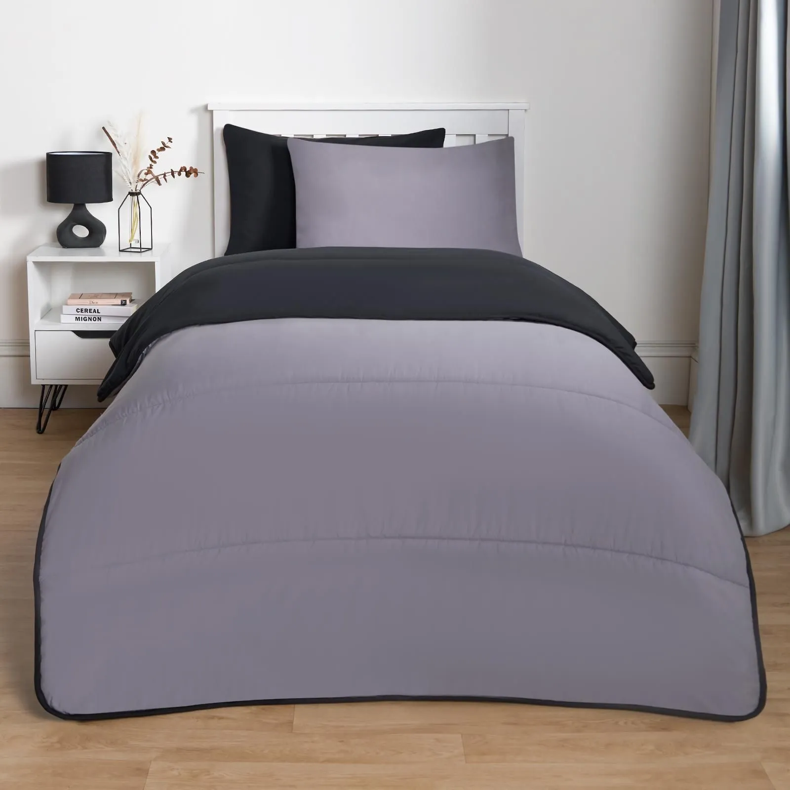 OHS Soft Coverless 10.5 TOG Duvet Set Pillowcase Quilted Cover in Mid Grey