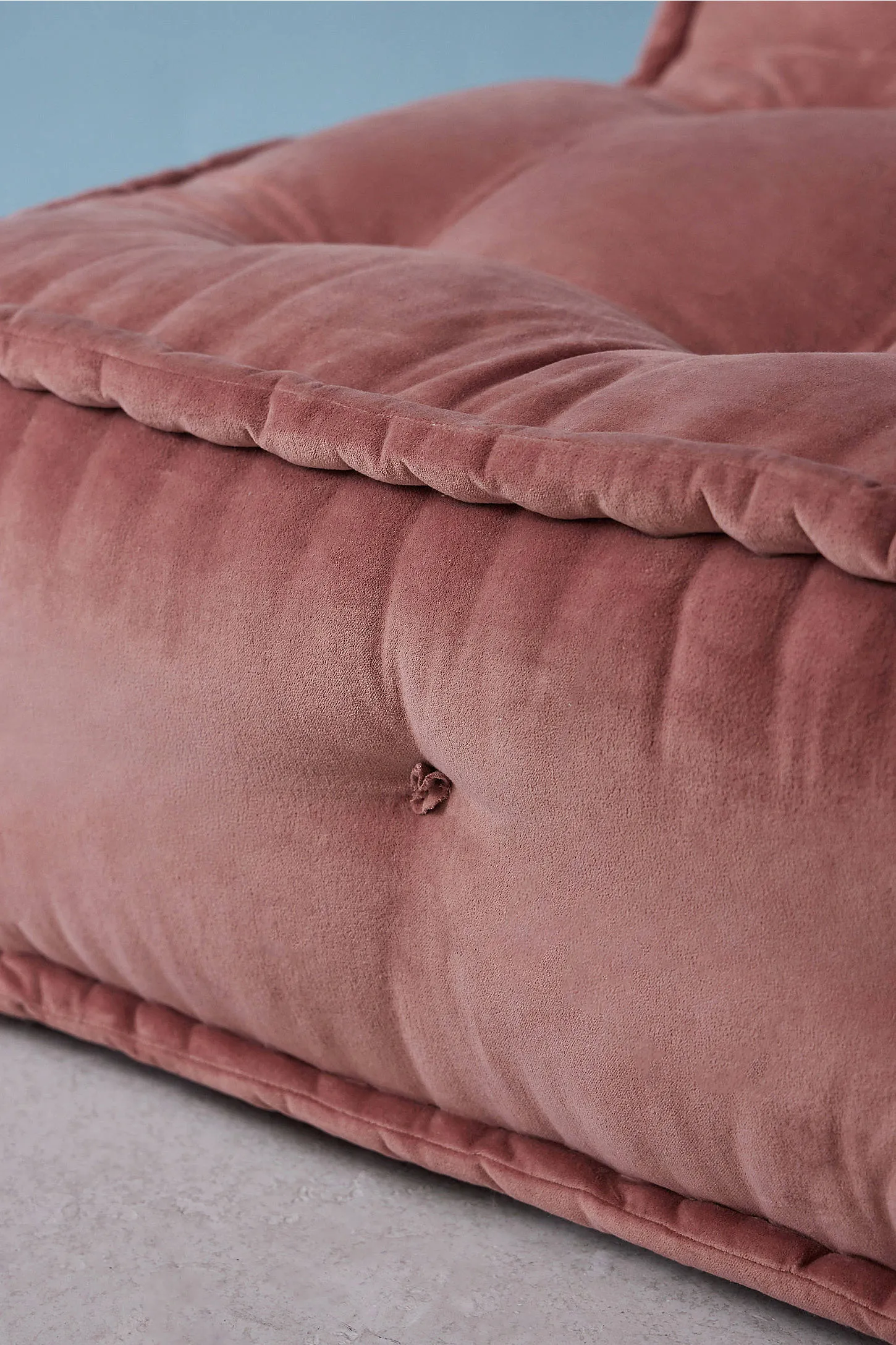 Reema Pink Velvet Two-Seater Floor Cushion - Pink 5