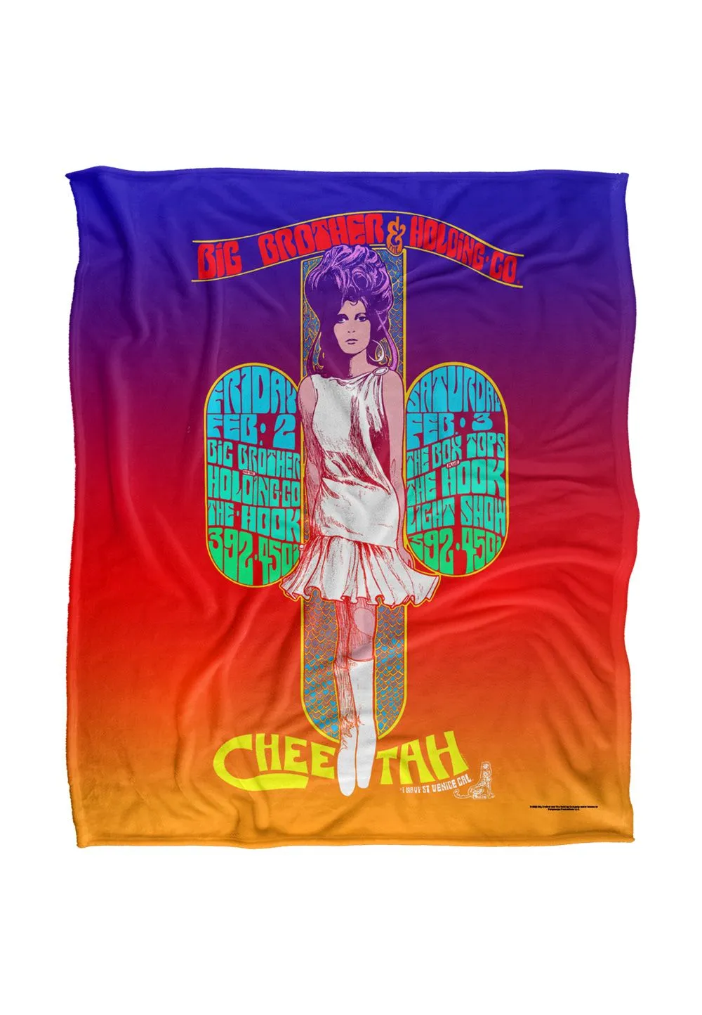 Big Brother & The Holding Company Cheetah Poster Silky Touch Super Soft Throw Blanket 152 X 127 cm in White